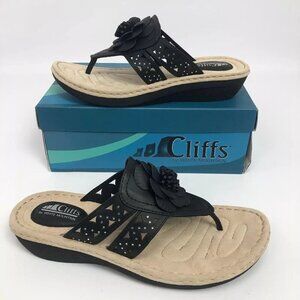 White Mountain Womens Cynthia Thong Wedge Sandals 9.5